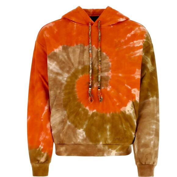 ALANUI: Men's Orange/Brown Tie Dye Cotton Hoodie - Small - Picture 1 of 8